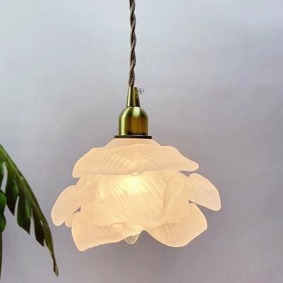 White Modern Glass Pendant Lamp Home Indoor Flower Nordic Hanging Light