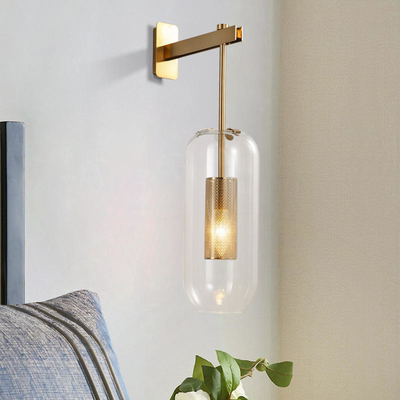 Loft Vintage Antique Bronze Golden Modern Wall Light Clear Glass Lampshade