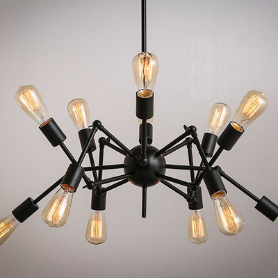 Rustic Wrought Iron Led Ceiling Chandeliers Loft Industrial Spider Pendant Light