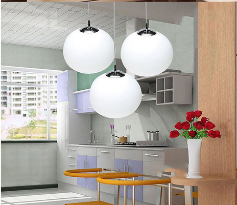 Decoration Kitchen Islands Round Hanging Light White Glass Globe Pendant Lamp