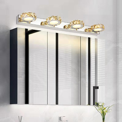 Indoor Bathroom Crystal Wall Lamp Stainless Steel Led Crystal Mirror Lamp