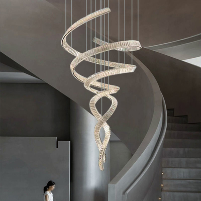 Villa Staircase Luxury Gold Crystal Chandelier For Wedding Decor
