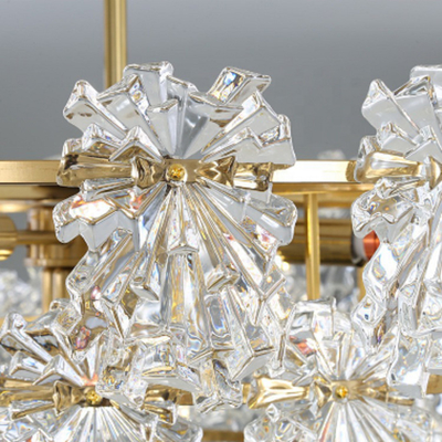 E14 Iron Glass Led Crystal Chandelier Static Grinding Polishing For Home Wedding