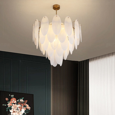Nordic Modern Feather Glass Pendant Light LED Chandelier For Bedroom
