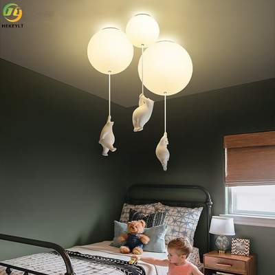 Nordic Cartoon Bear Creative Balloon Ceiling Light For Children'S Room Study Living Room