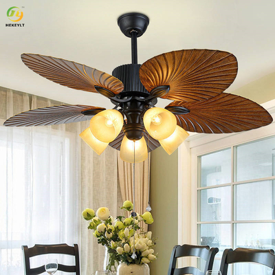 Retro creative brown led metal fan ceiling for living room bedroom study