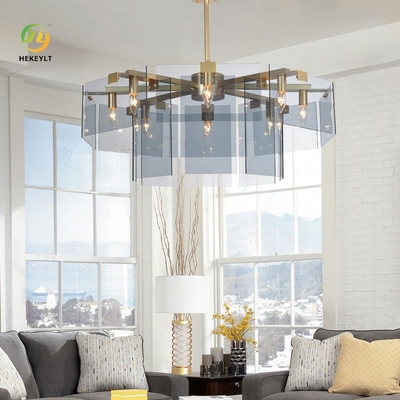 Post-modern simple square lens glass pendant lamp living room chandelier Dining room chandelier