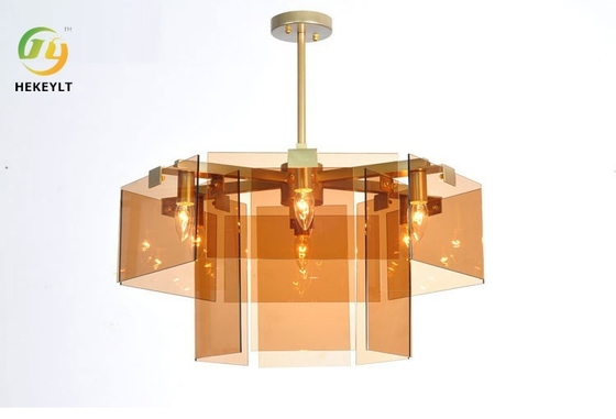 Post-modern simple square lens glass pendant lamp living room chandelier Dining room chandelier