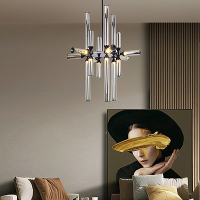 Creative Simple Led Aluminum Glass Tube Pendant Light Living Room Bedroom Light Dining Room Study Villa Light