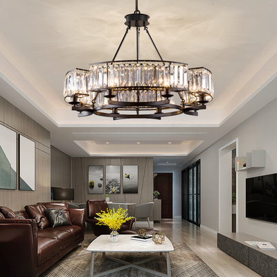 Modern American LED Crystal Chandelier Simple Atmosphere  Luxury Hanging Dual-Purpose Hall Light