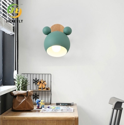 Nordic Creative Macaron Wall Lamp Simple Mickey Log Cartoon Children'S Room Bedside Lamp