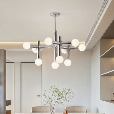 Modern Minimalist Art Glass Aluminum LED Pendant Light For Living Room Dining Room