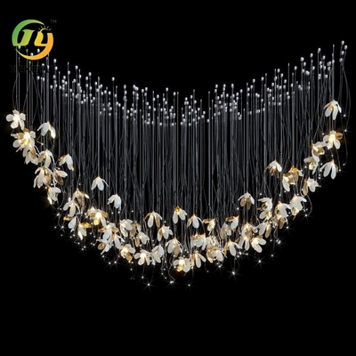 Modern Custom Flower LED Chandelier Light Decorative Wedding Villa Stair Project