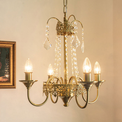 French Court Crystal Chandelier Light Luxury Bedroom Villa Dining Room Vintage Candle Pendant Lights