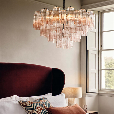 French Medieval Chandelier Light Luxury Duplex Loft Villa Living Room Exhibition Hall Handmade Glass Stair Lamp