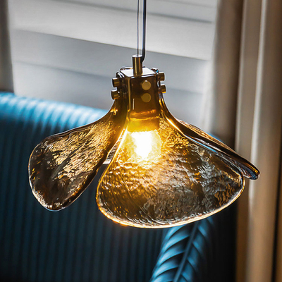 Nordic Vintage Wabi Sabi Clover Glass Chandelier Restaurant Cafe Bedroom Pendant Light