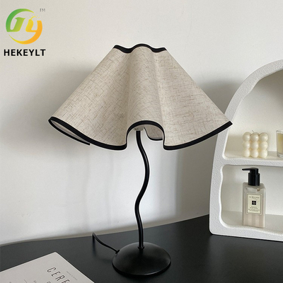 Modern LED Bedside Table Lamp Petal Umbrella Type S-Bar Metal Bedroom Hotel Table Lamp