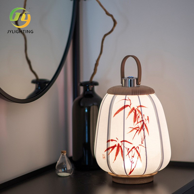 Retro Chinese Style Modern Lantern Pendant Hand Painted Touch Variable Night Light Wood Linen