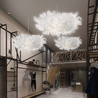 Modern Nordic Creative White Yarn LED Chandelier Simple White Cloud Pendant Light For Bedroom