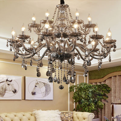 Contemporary E14 Lampholder 240V Silver Luxury Crystal Candle Chandelier