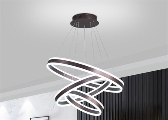 Brown Lampshade 100cm Minimalist Modern Ring Light For Restaurant