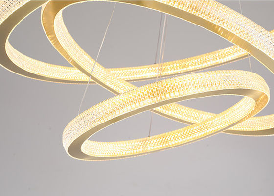 Size 40x60x80x100cm Clear Gold Color LED Ring Ceiling Light For Hotel Hall