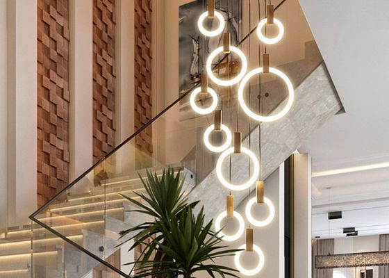 Modern Circle Acrylic Villa Stair Hotel Dining Room Drop Lamp Lighting Fixture