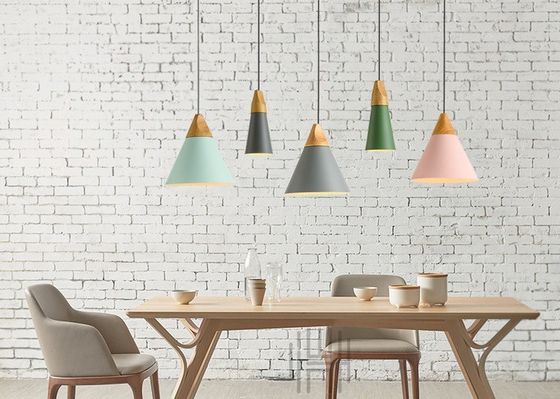 Modern minimalist colorful bedroom restaurant bar cafe Wood aluminum metal small pendant lamp