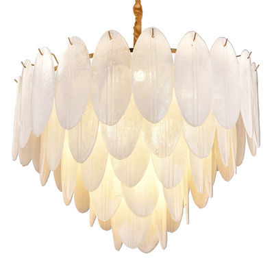 Indoor Height 67cm Fantasy Feather G4 Gold Crystal Ceiling Light