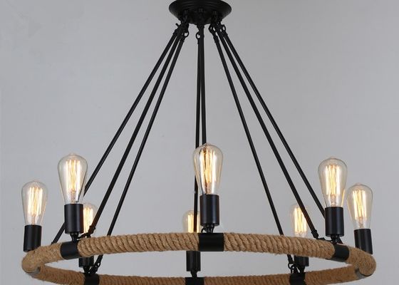 Anti Corrosion DIY American Style Vintage Rope Pendant Light For Bedroom