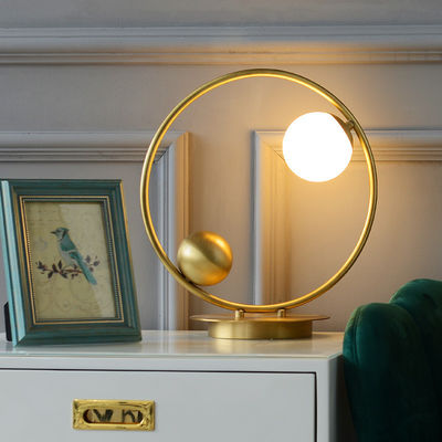 Round Height 40cm Dia 35cm Golden / Black Color Bedside Table Lamp