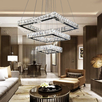 4000k LED Crystal Chrome Modern Pendant Light For Living Room