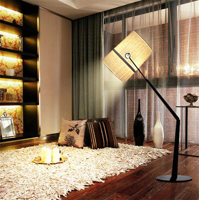 Fabric Metal R7s Modern Floor Lamp Indoor Decoration Lighting White Black