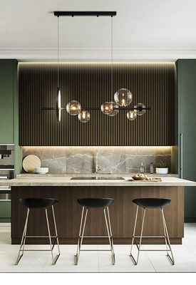 Linear G9 Modern Pendant Light For Dinning Room Kitchen Clear Glass Black Metal