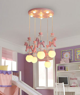 Kid Room E27 Nordic Pink Modern Pendant Light with Five or Three Heads