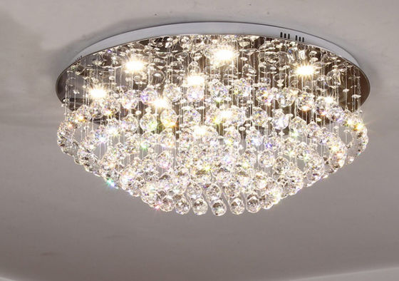 Modern Fancy Round Clear Crystal Led Ceiling Light Gu10 Indoor