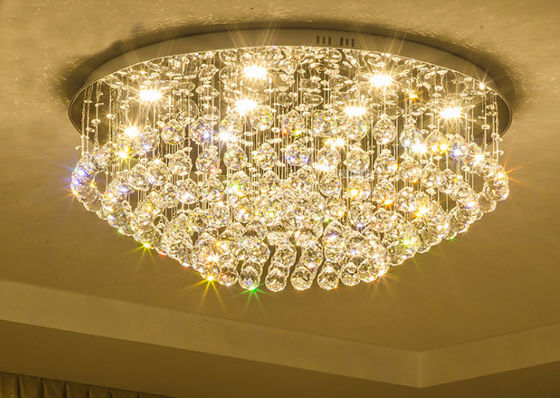 Modern Fancy Round Clear Crystal Led Ceiling Light Gu10 Indoor