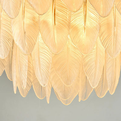E14 Dining Feather Golden Crystal Pendant Light Modern Hanging