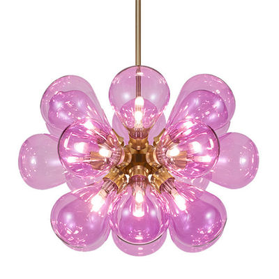 Colorful G9 Glass Ball Pendant Light Electroplate Hanging