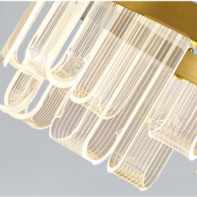 LED Patch Acrylic Streamer Modern Pendant Light Copper Color