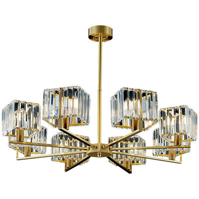 Pure Copper Hanging Crystal Chandelier E14 Light Source Nordic Luxury