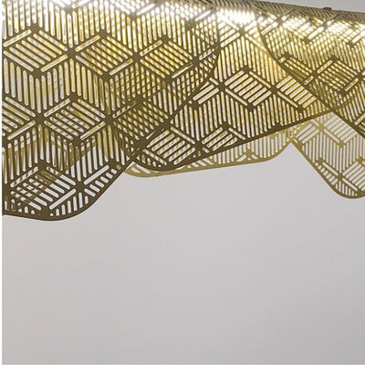 Champagne Gold Metal Mesh LED Pendant Light Modern For Home
