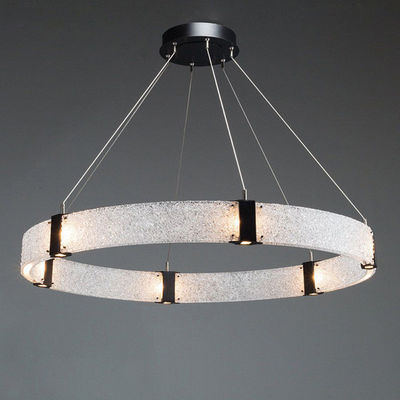 Double Glass Crystal Ring G9 Pendant Light Modern Brushed Stainless Steel