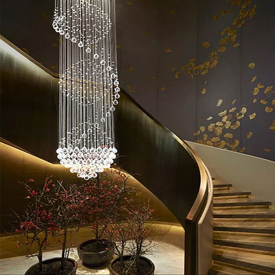 Interior Villa Staircase Crystal Pendant Light Fashionable For Corridor