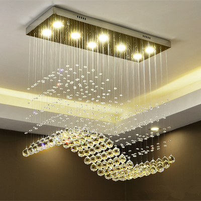 GU10 Modern Villa Indoor Led Crystal Pendant Light AC265V With 3 Head
