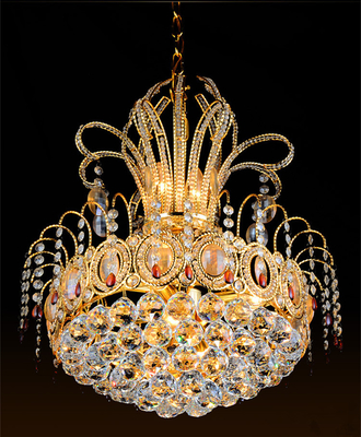 Large Lobby Bright Luxury Crystal Pendant Light Dia 400mm