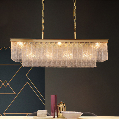Gold Dining Room Villa Luxury Crystal Pendant Light Height 55cm