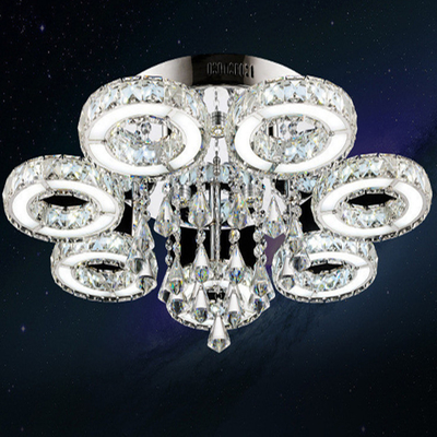Modern Hotel LED Ceiling Light Gold Clear Crystal Chandeliers