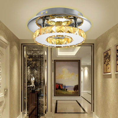 Clear Crystal Bedroom Indoor Led Ceiling Lamp 265V Dia 20cm
