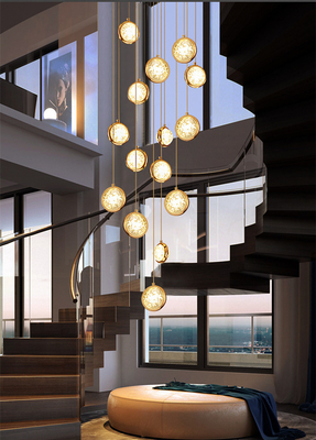 Indoor Showroom Hotel Modern Crystal Pendant Light Height 300cm